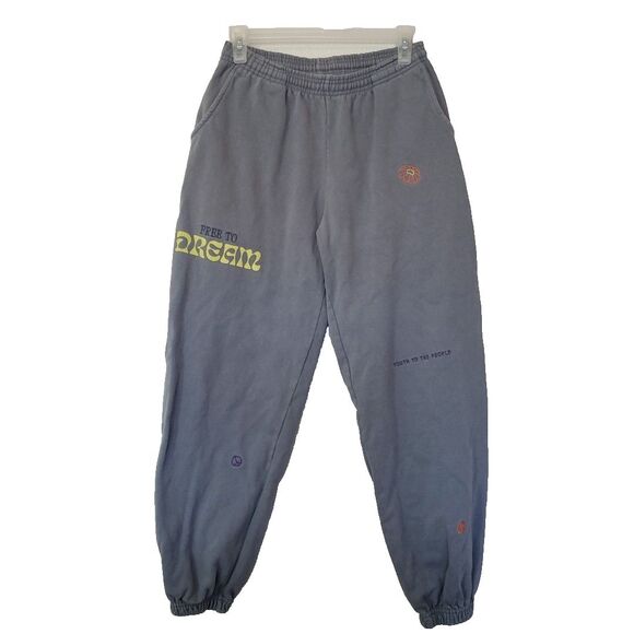 Youth to the People Sweat Pants Embroidered Womens Sz Medium Gray You are Youth